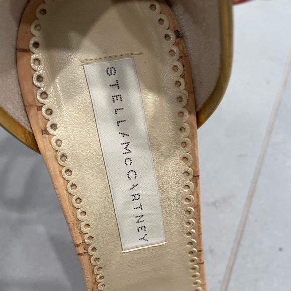 Stella McCartney coral leather & cork platform wedges